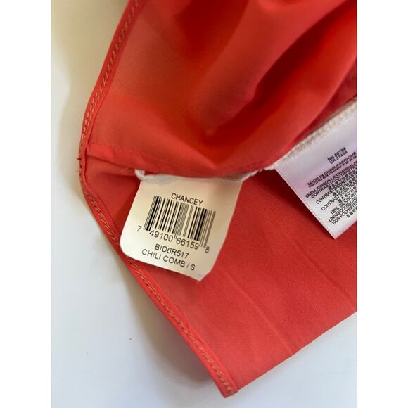 BCBG V-Neck 100% Silk Color Block Mini Dress Small Artsy Boho Romantic Beach - Picture 13 of 13